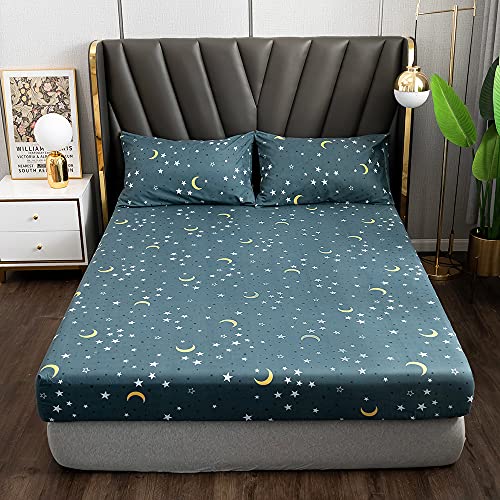 Damier Spannbetttuch 140x200cm Blaues Sternendruck Spannbettlaken mit Gummizug Mikrofaser Boxspringbettlaken geeignet für Matratzen von 30cm Damier Spannbetttuch 140x200cm Blaues Sternendruck Spannbettlaken mit Gummizug Mikrofaser Boxspringbettlaken geeignet für Matratzen von 30cm von Damier