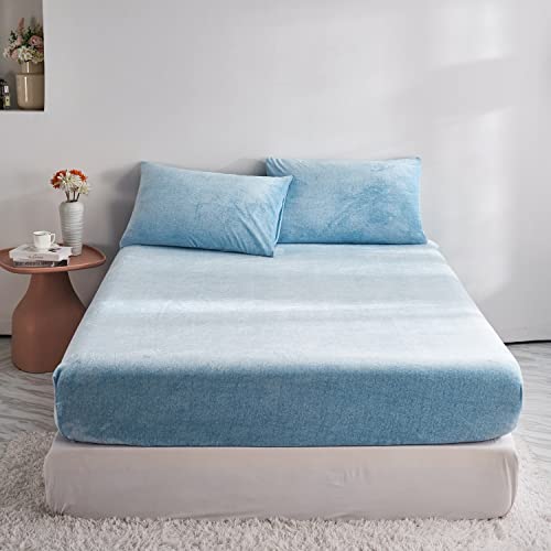 Damier Winter Spannbettlaken 100x200cm Hellblau Flauschige Warme Samt Bettlaken Teddy Plüsch Spannbetttuch Geeignet für 30cm Matratze Damier Winter Spannbettlaken 100x200cm Hellblau Flauschige Warme Samt Bettlaken Teddy Plüsch Spannbetttuch Geeignet für 30cm Matratze von Damier