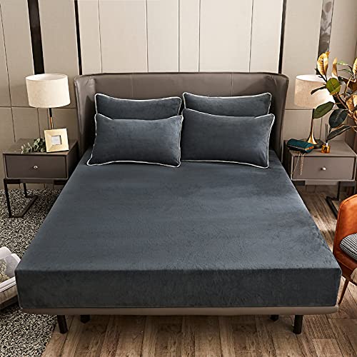 Damier Winter Spannbettlaken 160x200x30cm Grau Anthrazit Plüsch Bettlaken Flauschige Cashmere Touch Warme Spannbetttuch Geeignet für 30cm Matratze Damier Winter Spannbettlaken 160x200x30cm Grau Anthrazit Plüsch Bettlaken Flauschige Cashmere Touch Warme Spannbetttuch Geeignet für 30cm Matratze von Damier