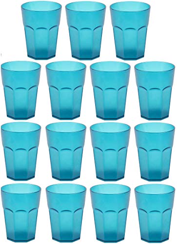 Design 15x Kunststoffbecher Becher Plastikbecher Trink-Gläser Mehrweg Fassungsvermögen 0,25l in der Farbe Türkis/Stapelbar von Damilo