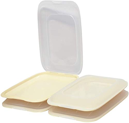 Design 4X Aufschnittboxen/Frischhalteboxen/Frischhaltedose stapelbar in der Farbe Beige geeignet für Aufschnitt wie Wurst und Käse und vieles mehr in der Größe 25x17x3.3cm von Damilo