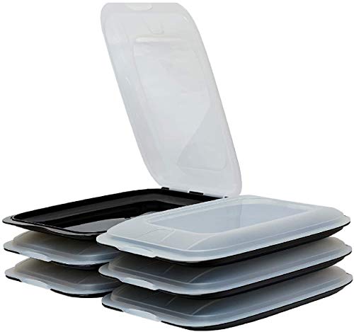 Design 6X Aufschnittboxen/Frischhalteboxen/Frischhaltedose stapelbar in der Farbe Schwarz geeignet für Aufschnitt wie Wurst und Käse und vieles mehr in der Größe 25x17x3.3cm von Damilo