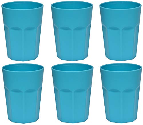 Design 6x BPA Freie Trinkbecher Kunststoffbecher Plastikbecher Wiederverwendbar Cocktailglas in Blau 0,25l stapelbar von Damilo