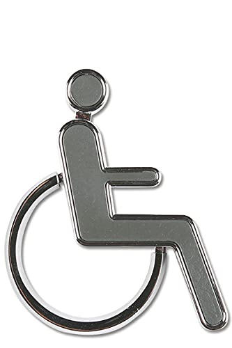 3D Toiletten-Symbole in Chromoptik | selbstklebend | Piktogramm Symbole Frau, Mann, behinderte Toilette | Türschild (behinderten Toilette) von Dammer Beschriftung