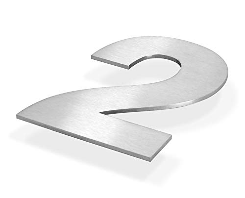 Hausnummer | Edelstahl | 3mm tief, 14 cm hoch | gebürstet und rostfrei | mit Montagematerial (2) von Dammer Beschriftung