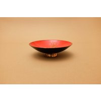 Vintage Emaille Schale Snackschale Rot/ Gelb Transparent/ Schwarz Kupfer Ref. 2031 von DamnNiceStuff