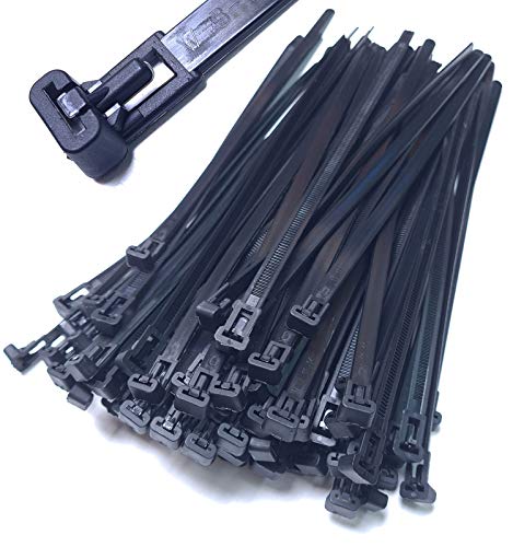 10 Stück Kabelbinder wiederverschließbar 250mm x 7,6mm schwarz wiederlösbar Mehrweg Nylon wiederverwendbar UV stabil von Damstone