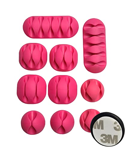 10 Stück Kabelhalter Set rosa selbstklebend 3M Kabelclips Kabelführung Kabelmanagement für den Schreibtisch USB Ladekabel Kabelklemmen Stromkabel Audiokabel von Damstone