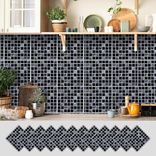 Wandfliesen zum Abziehen und Aufkleben, selbstklebende 3D-Vinyl-Aufkleber, wasserdicht und öldicht, mehrere Farben und 3 Größen für Küche, Badezimmer, Wanddekoration, 12-teiliges Set (T, 15 x 15 cm) von Dan Dan