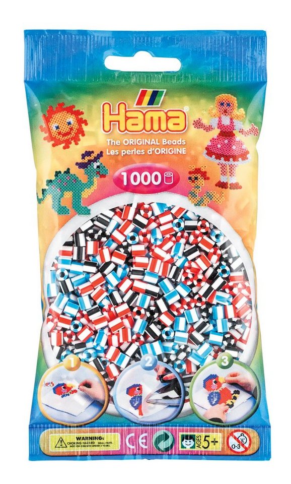 Dan Import Bügelperlen HAMA Bügelperlen Perlenbeutel 1000 Stück verschiedene Farben von Dan Import