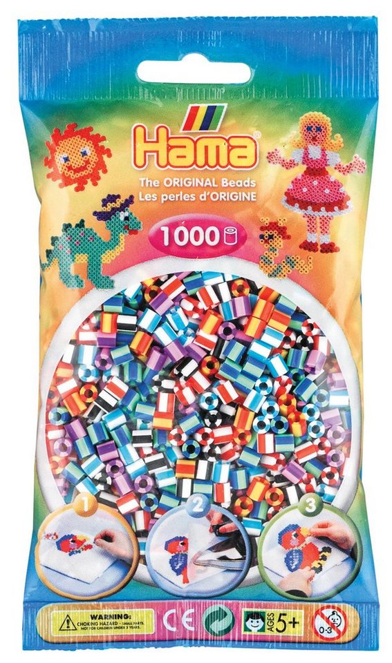 Dan Import Bügelperlen HAMA Bügelperlen Perlenbeutel 1000 Stück verschiedene Farben von Dan Import