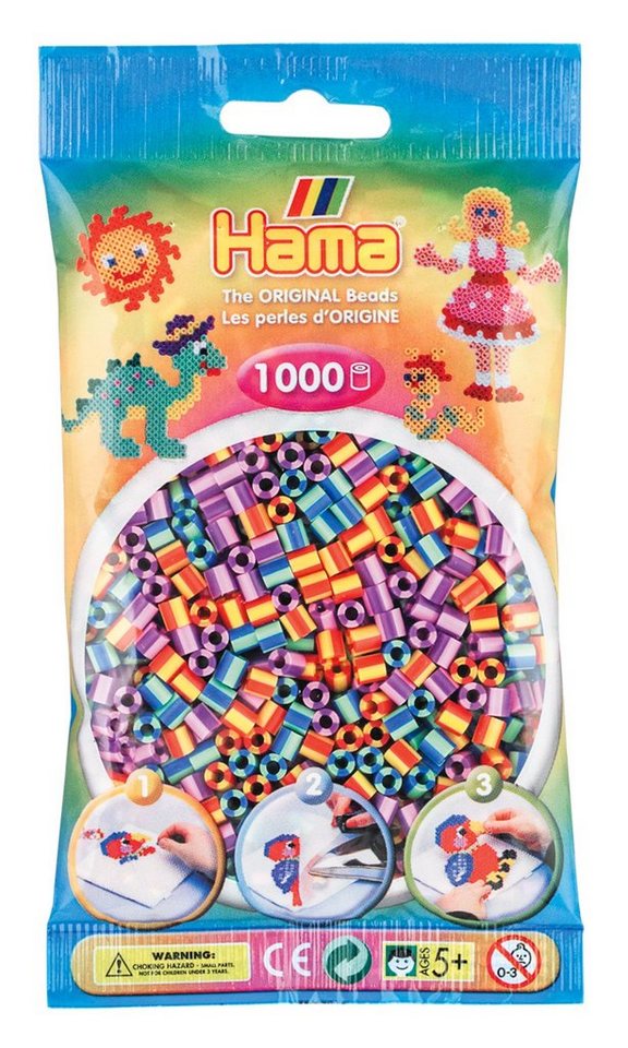 Dan Import Bügelperlen HAMA Bügelperlen Perlenbeutel 1000 Stück verschiedene Farben von Dan Import