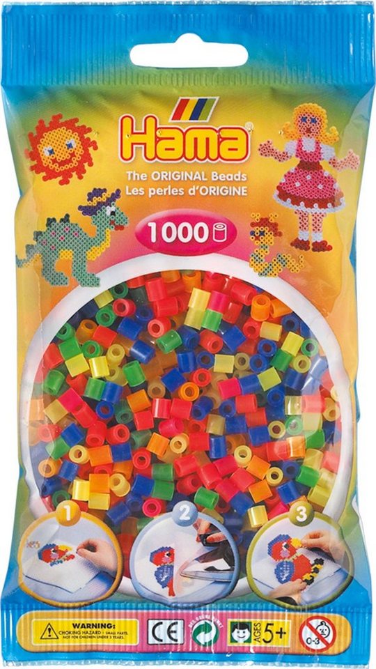 Dan Import Bügelperlen HAMA Bügelperlen Perlenbeutel 1000 Stück verschiedene Farben von Dan Import
