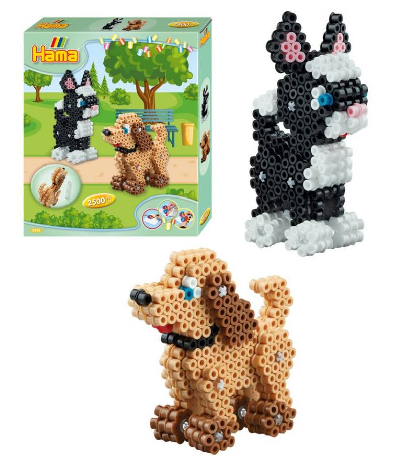 Dan Import Bügelperlen Hama Bügelperlen 3D Hund und Katze 2500 Stück Geschenkpackung von Dan Import