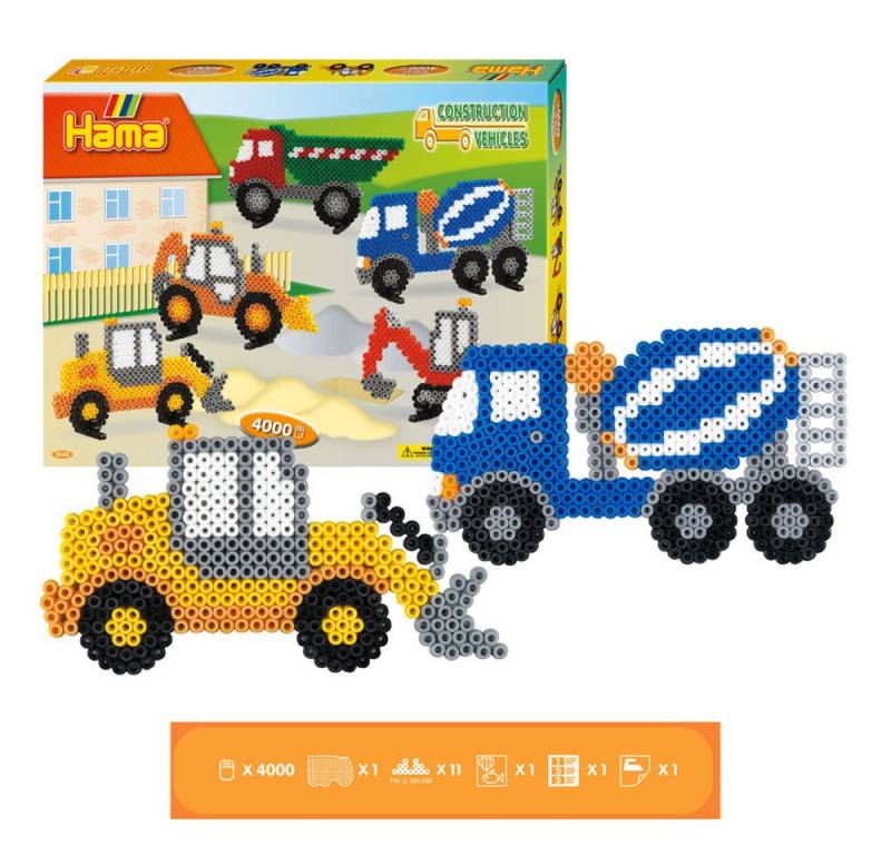 Dan Import Bügelperlen Hama Bügelperlen Baufahrzeuge 4000 Stück Geschenkpackung von Dan Import