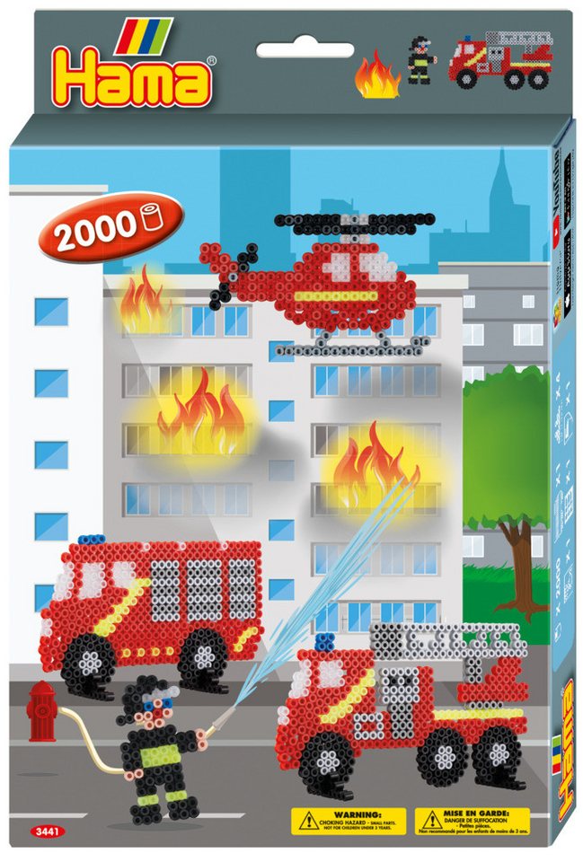 Dan Import Bügelperlen Hama Bügelperlen Feuerwehr mit Zubehör 2000 Stück Geschenkpackung von Dan Import