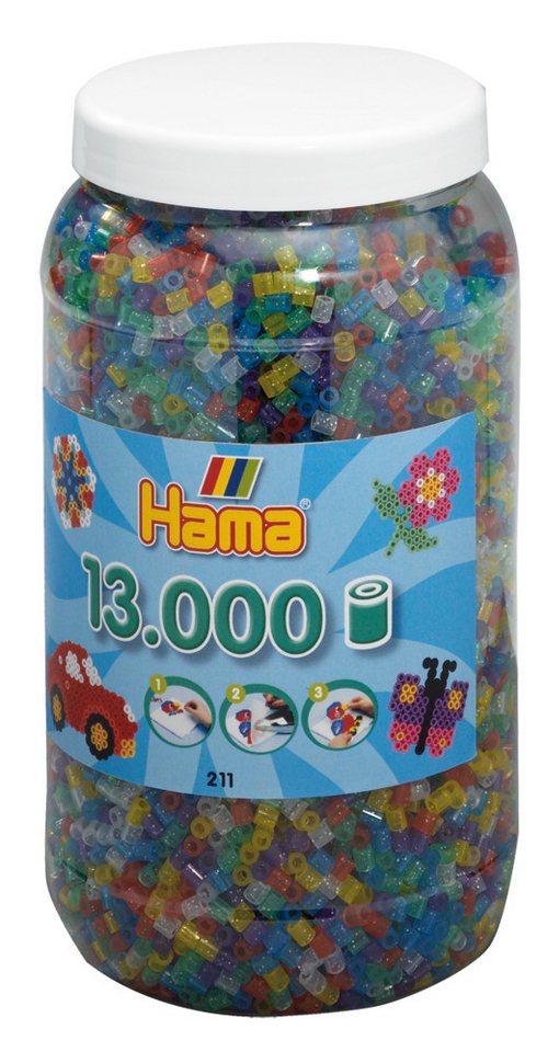 Dan Import Bügelperlen Hama Bügelperlen Glitter Mix 13000 Stück Dose von Dan Import