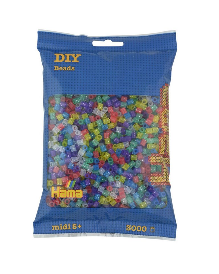Dan Import Bügelperlen Hama Bügelperlen Glitter Mix 3000 Stück Beutel von Dan Import