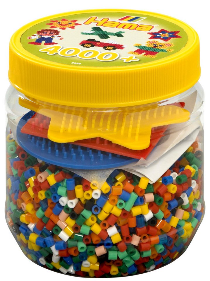 Dan Import Bügelperlen Hama Bügelperlen Mix Box mit 3 Stiftplatten gelb 4000 Stück Dose von Dan Import