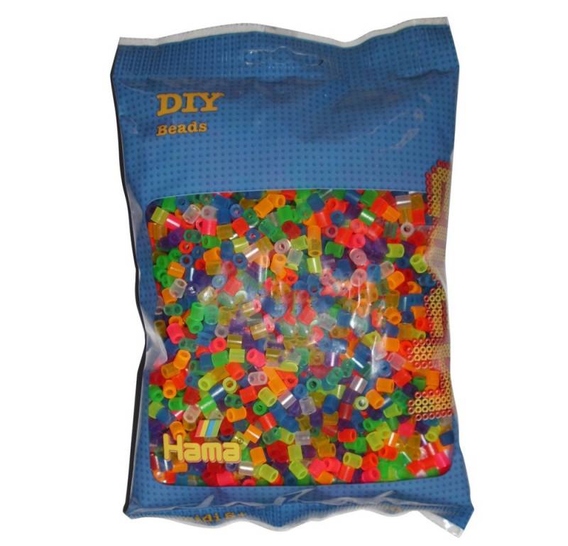 Dan Import Bügelperlen Hama Bügelperlen Neon Mix transparent 3000 Stück Beutel von Dan Import