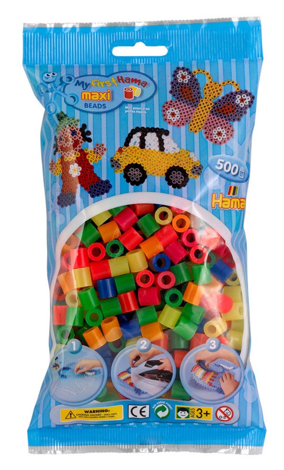 Dan Import Bügelperlen Hama Bügelperlen maxi Mix Neonfarben 500 Stück Beutel von Dan Import