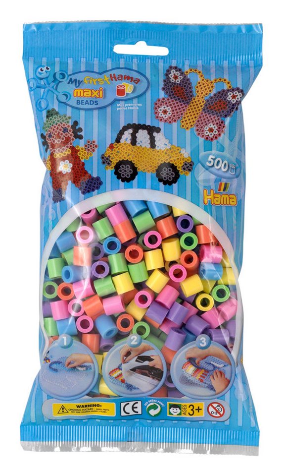 Dan Import Bügelperlen Hama Bügelperlen maxi Mix Pastellfarben 500 Stück Beutel von Dan Import