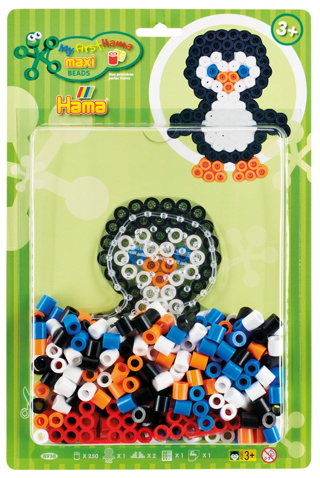 Dan Import Bügelperlen Hama Bügelperlen maxi Set Pinguin mit Zubehör 250 Stück Blister von Dan Import