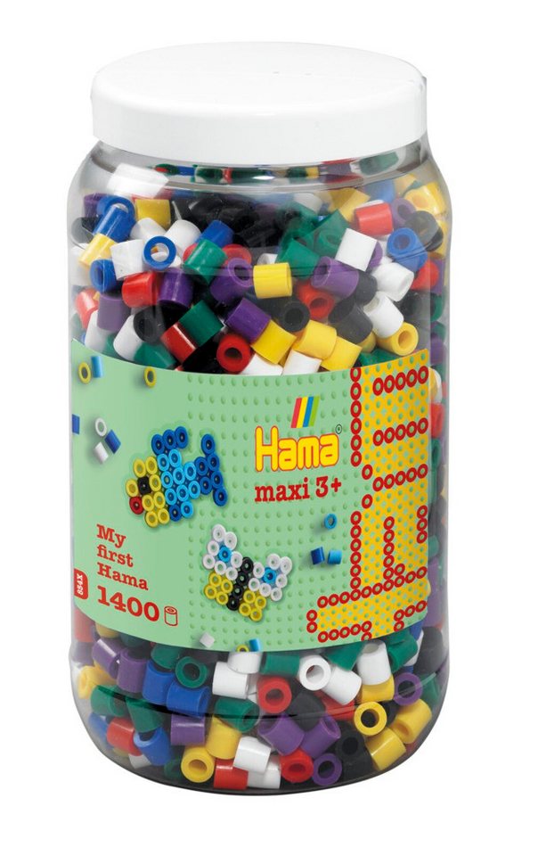 Dan Import Bügelperlen Hama Bügelperlen maxi Volltonfarben 1400 Stück Dose von Dan Import