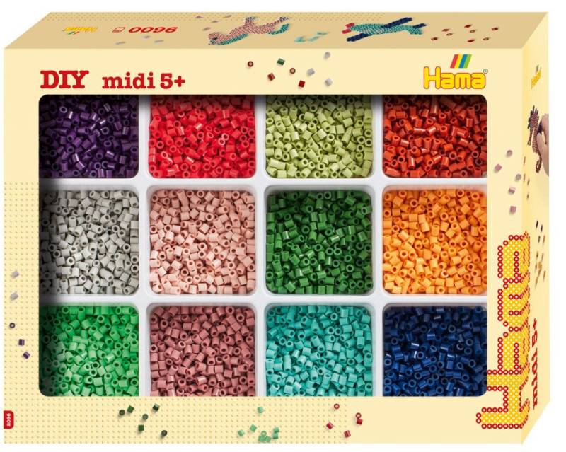Dan Import Bügelperlen Hama Bügelperlen midi Sortierbox gefüllt 12 Farben 9000 Stück von Dan Import