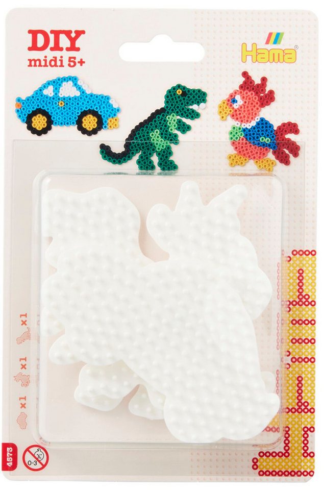 Dan Import Bügelperlen Hama Stiftplatten Auto/Dino/Papagei 3 Stück Blister von Dan Import