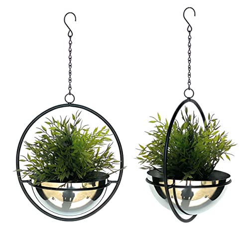 DanDiBo 2er Set Blumenampel Innen Metall Wand Hängepflanzen 53 cm 96087 M mit Topf Silber Pflanzenhänger Blumenhänger Topfhänger Blumen Blumentopfhänger Hängetopf von DanDiBo