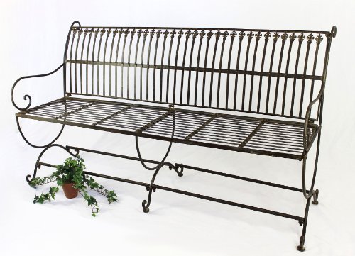 DanDiBo Bank Finca 063-JO 3-Sitzer aus Metall Gartenbank Sitzbank Baumbank 153 cm Braun von DanDiBo