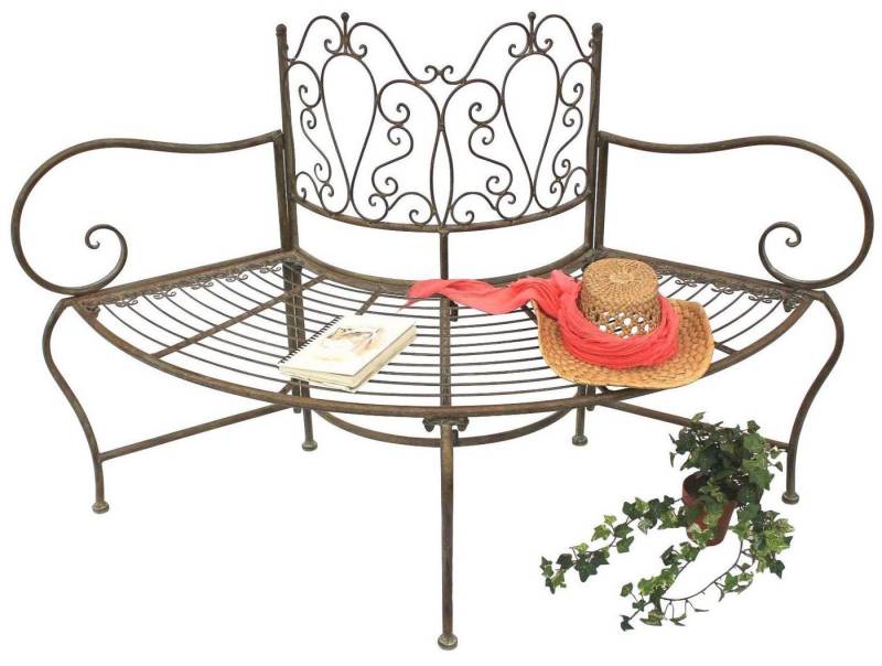 DanDiBo Baumbank Metall wetterfest Braun 135 cm 3-Sitzer halbrund JC112287, Gartenbank Rundbank von DanDiBo