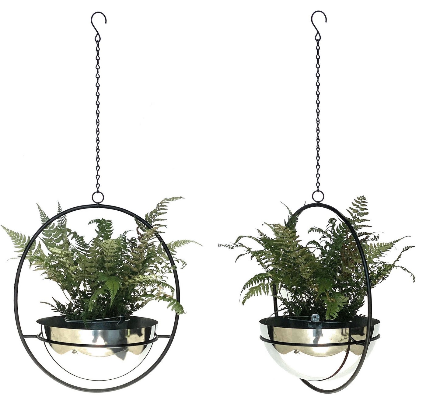 DanDiBo Blumenampel 2er Set Blumenhänger Innen Metall Wand Hängepflanzen 78 cm 96087 L mit Topf Silber Pflanzenhänger Topfhänger Blumen Blumentopfhänger Hängetopf (4 St), Dekoset von DanDiBo