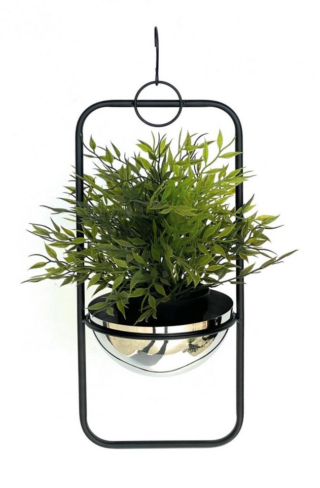 DanDiBo Blumenampel Innen Metall Wand Hängepflanzen 96083 mit Topf Silber, Pflanzenhänger Blumenhänger Topfhänger Blumentopfhänger Hängetopf von DanDiBo
