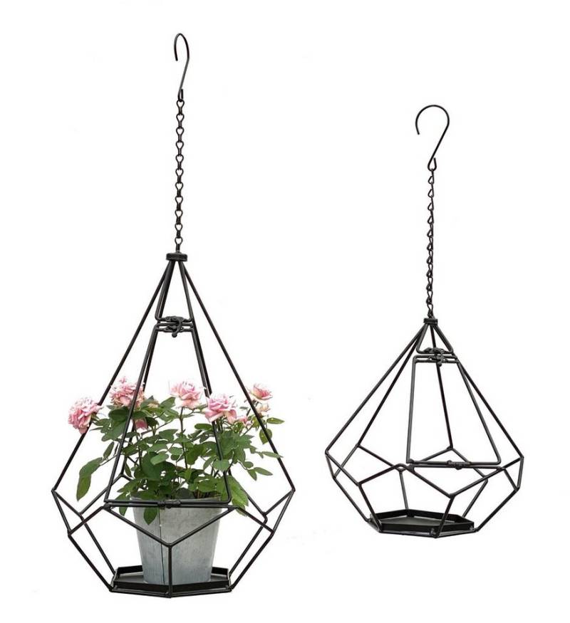 DanDiBo Blumenampel Innen Metall Wand Hängepflanzen 64 cm & 82 cm 96075 2er Set mit Tür, 6 Ecken Pflanzenhänger Blumenhänger Topfhänger Blumentopfhänger von DanDiBo