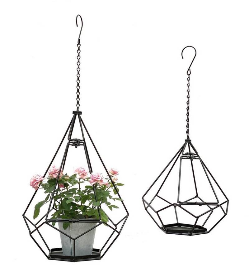 DanDiBo Blumenampel Innen Metall Wand Hängepflanzen 64 cm & 82 cm 96075 2er Set mit Tür 6 Ecken Pflanzenhänger Blumenhänger Topfhänger Blumen Blumentopfhänger Hängetopf von DanDiBo