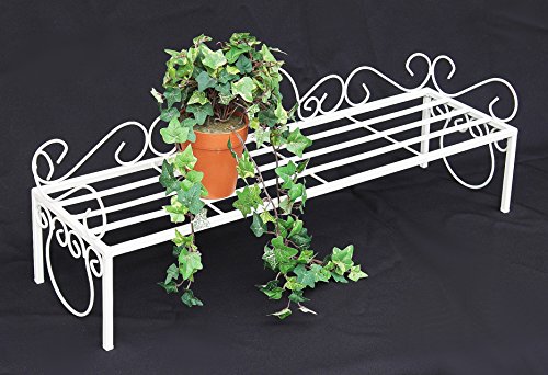 DanDiBo Blumenbank Metall Weiß 75 cm Blumenständer Mi Blumenregal Blumentreppe Pflanzentreppe Blumenregal Pflanzenständer Blumenhocker von DanDiBo