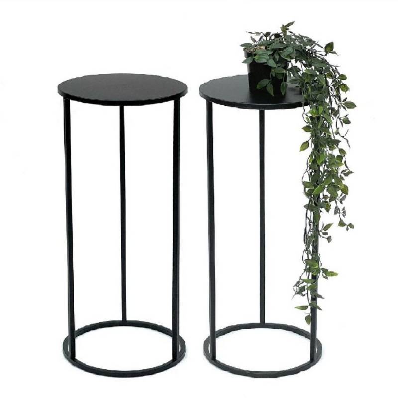 DanDiBo Blumenhocker 2x Metall Schwarz Rund 60 cm Blumenständer Beistelltisch (2er Set) von DanDiBo