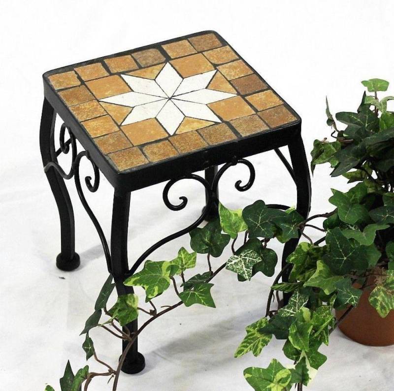 DanDiBo Blumenhocker Blumenhocker Mosaik Eckig Blumenständer Beistelltisch Mosaiktisch von DanDiBo