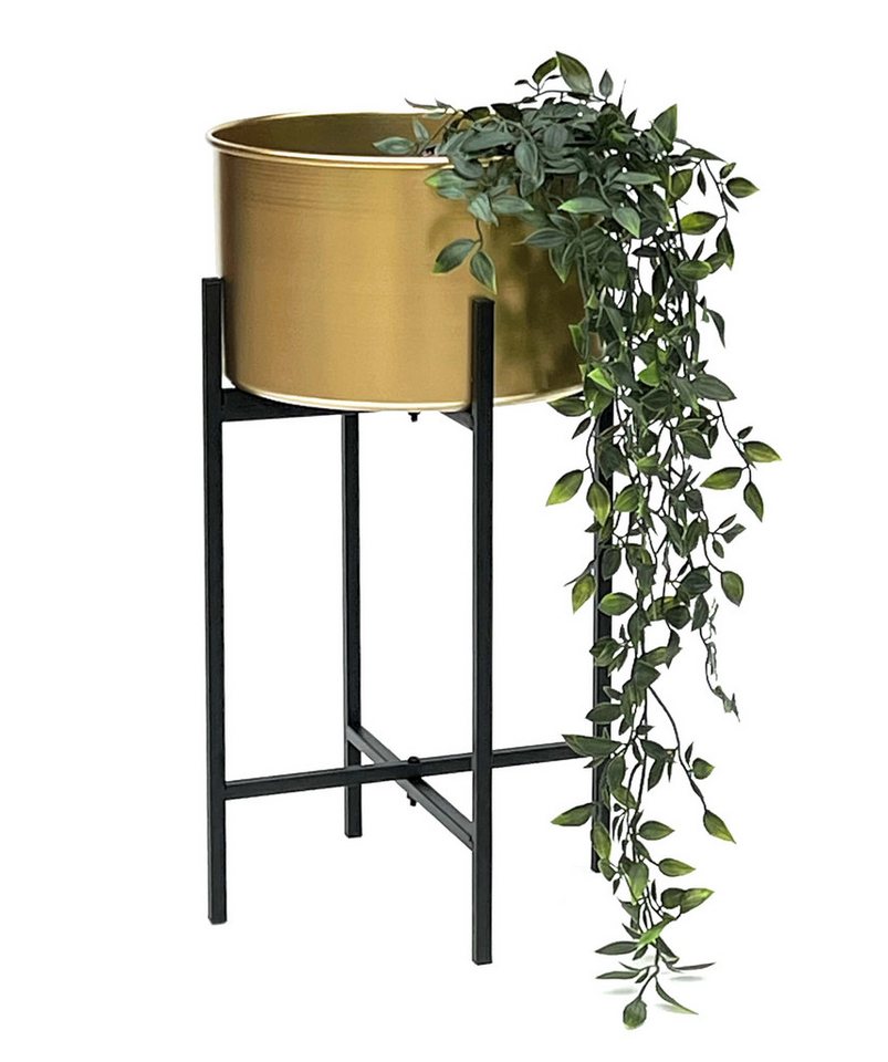 DanDiBo Blumenhocker Blumenhocker mit Topf Gold Metall Schwarz 50 cm Blumenständer Modern von DanDiBo