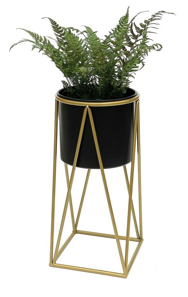 DanDiBo Blumenhocker Blumenhocker mit Topf Metall Gold Schwarz Blumenständer Blumensäule von DanDiBo