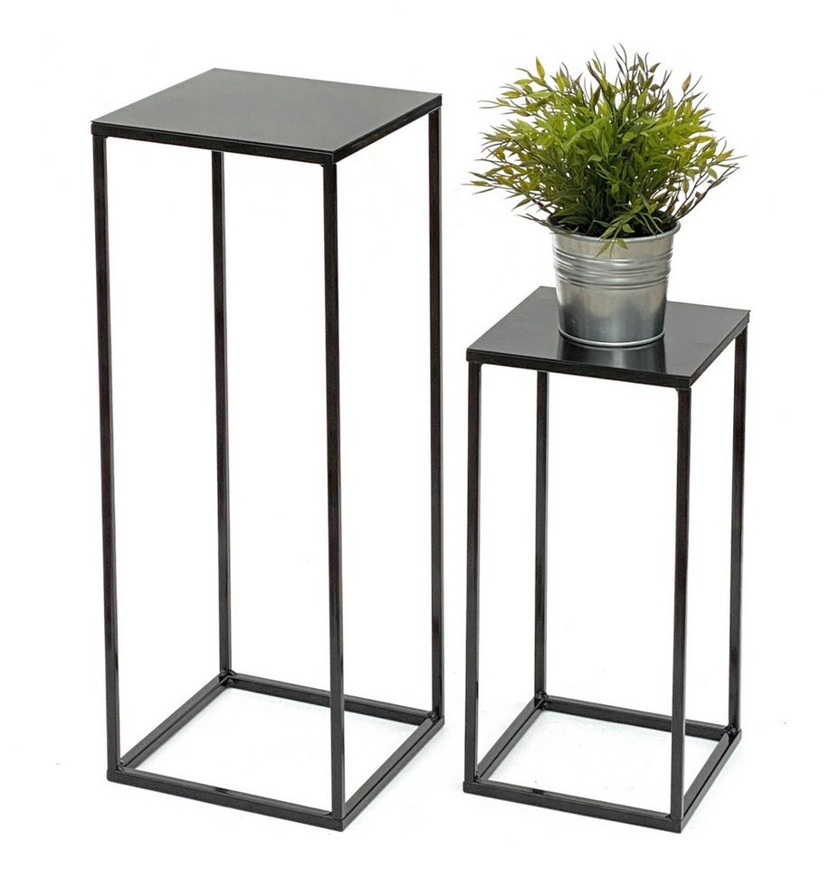 DanDiBo Blumenhocker DanDiBo Blumenhocker Metall Schwarz Eckig 2er Set Blumenständer Beistelltisch 434 Blumensäule Modern Pflanzenständer Pflanzenhocker von DanDiBo