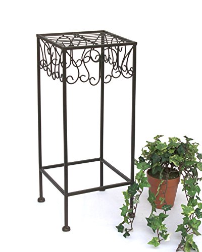 DanDiBo Blumenhocker Metall Braun Eckig 50 cm Blumenständer 140127-S Beistelltisch Pflanzenständer Blumensäule von DanDiBo