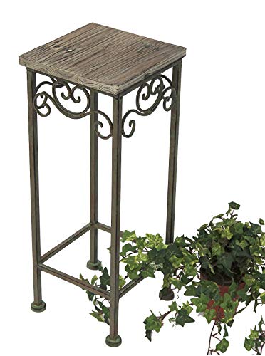 DanDiBo Blumenhocker Metall Eckig 56 cm Blumenständer 11134 Beistelltisch Pflanzenständer Holzablage Blumensäule von DanDiBo