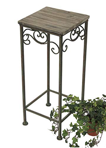 DanDiBo Blumenhocker Metall Eckig 64 cm Blumenständer 11134 Beistelltisch Pflanzenständer Holzablage Blumensäule von DanDiBo