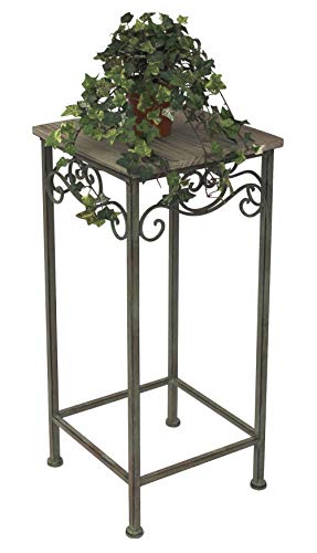 DanDiBo Blumenhocker Metall Eckig 72 cm Blumenständer 11134 Beistelltisch Pflanzenständer Holzablage Blumensäule von DanDiBo