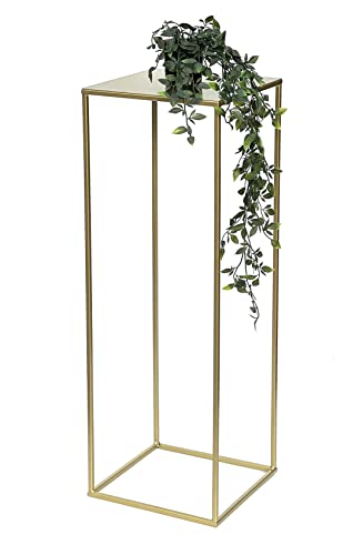 DanDiBo Blumenhocker Metall Gold Eckig 82-42 cm Blumenständer Beistelltisch 96406 Blumensäule Modern Pflanzenständer Pflanzenhocker (L: 82 cm) von DanDiBo