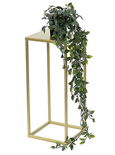 DanDiBo Blumenhocker Metall Gold Eckig 82-42 cm Blumenständer Beistelltisch 96406 Blumensäule Modern Pflanzenständer Pflanzenhocker (S: 42 cm) von DanDiBo