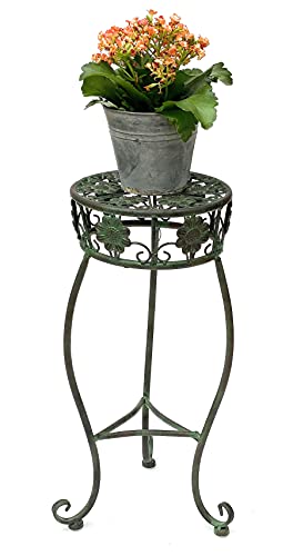 DanDiBo Blumenhocker Metall Grün Rund 50 cm Blumenständer 96008 S Blumensäule Antik Pflanzenständer Pflanzenhocker Vintage von DanDiBo